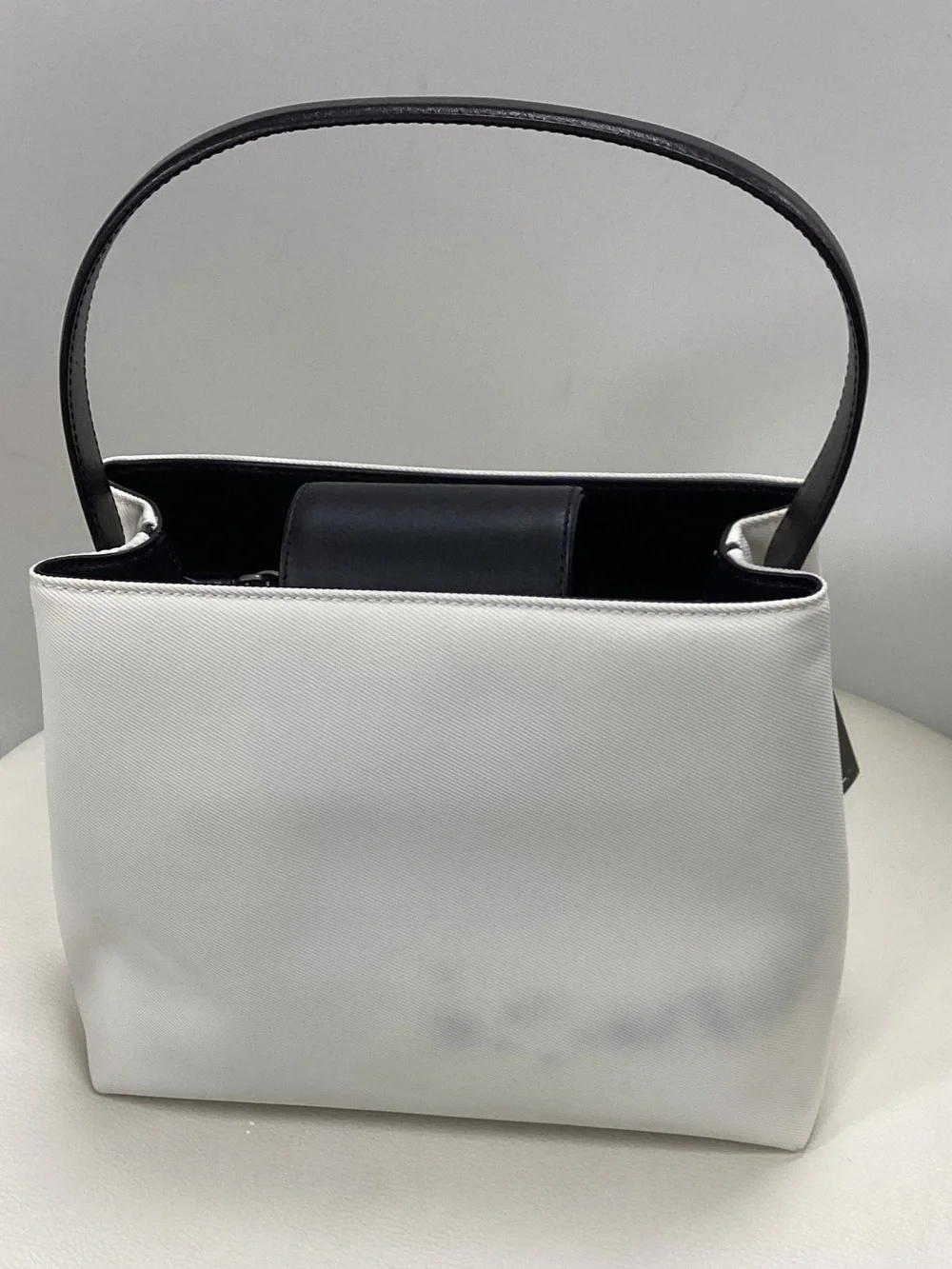 Coach White & Black Canvas Tote Shoulder Bag